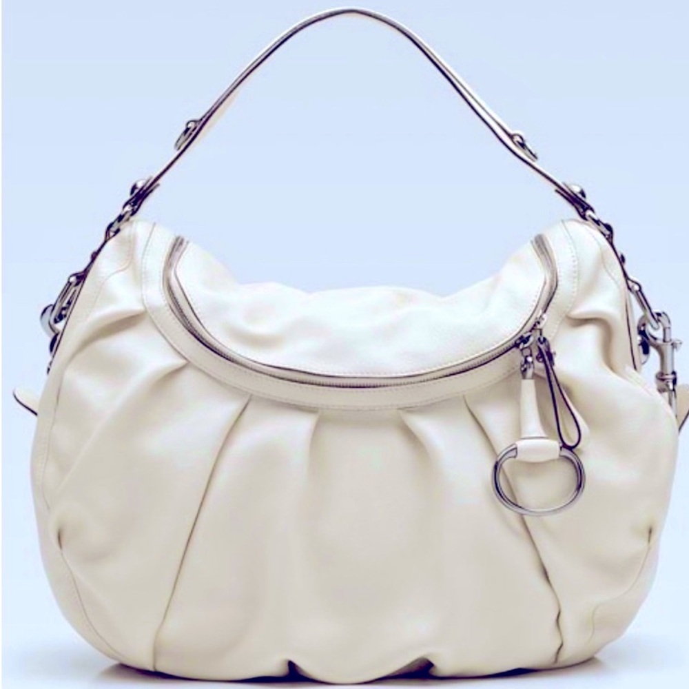 Stunning GUCCI Ivory Pebbled Calfskin Icon Bit Medium Shoulder Bag (EUC)